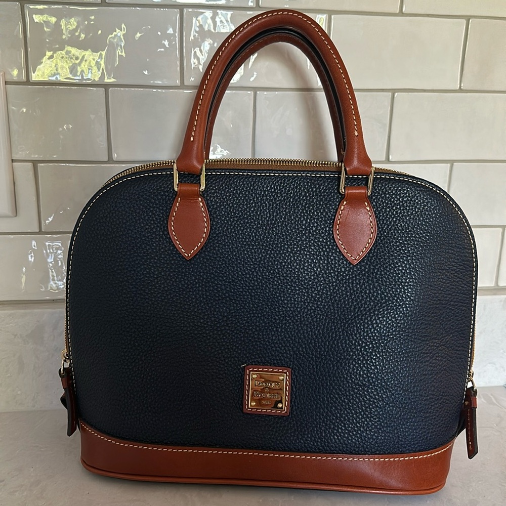 Dooney & Bourke Pebble Grain Zip Zip Satchel -Navy